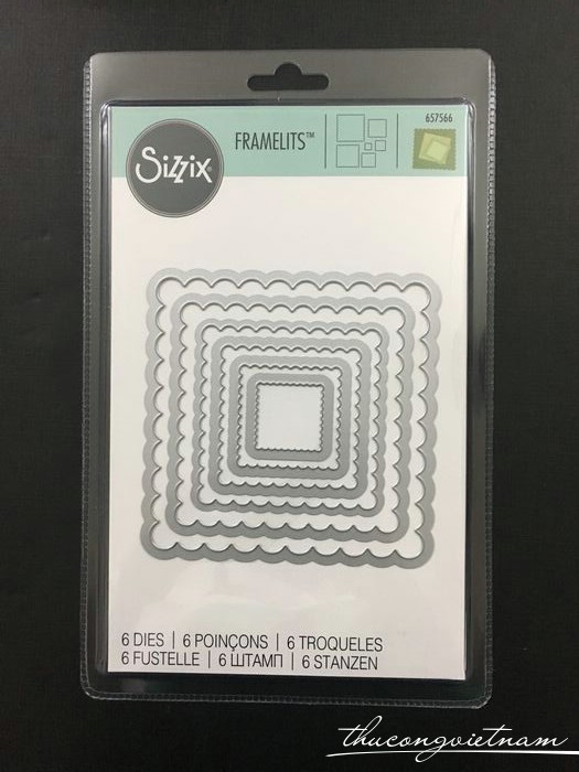 657566-Khuôn cắt Sizzix Framelits Squares, Scallop